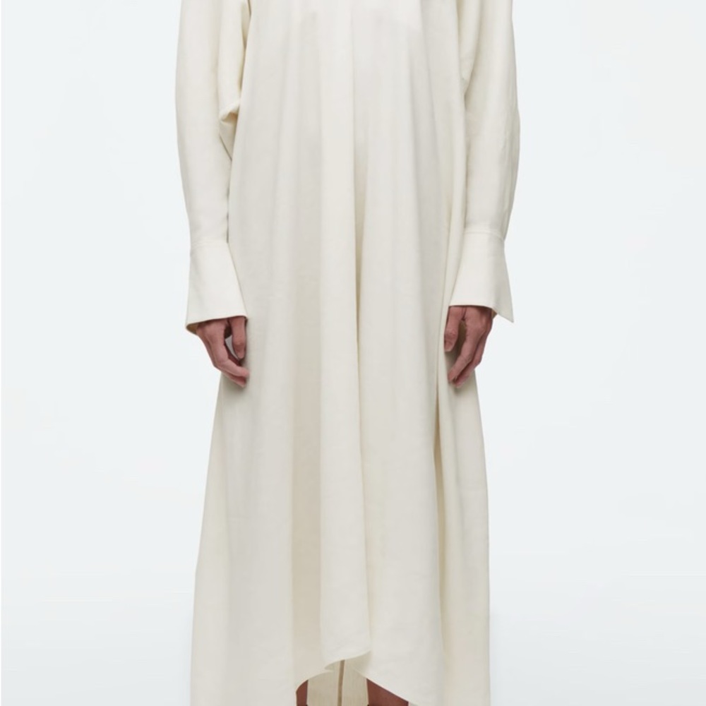 COS Cream Flowing Long Sleeve Dress
